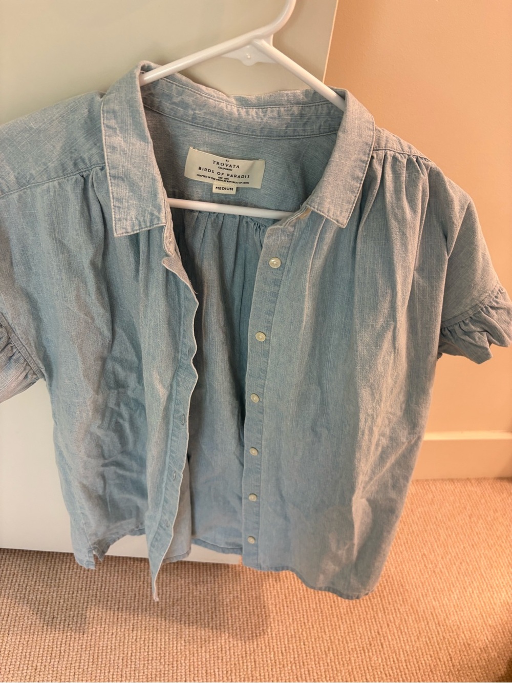 Trovata Light Blue Chambray Button-Down Blouse